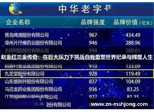 赵金红三金传奇:在巨大压力下挑战自我重塑世界纪录与辉煌人生 赵金红三金传奇:在巨大压力下挑战自我重塑世界纪录与辉煌人生